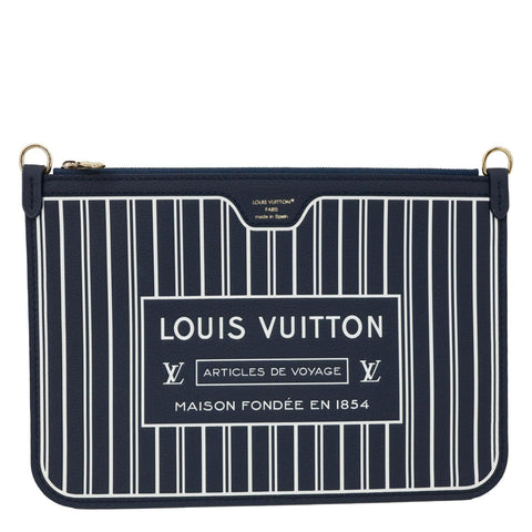 LOUIS VUITTON Neverfull Inside Out MM Calfskin Leather Pochette Navy Blue