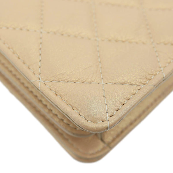 CHANEL CC Quilted Leather Crossbody Phone Holder Gold