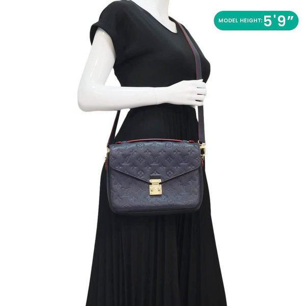 LOUIS VUITTON Metis Pochette Empreinte Leather Crossbody Bag Navy Blue