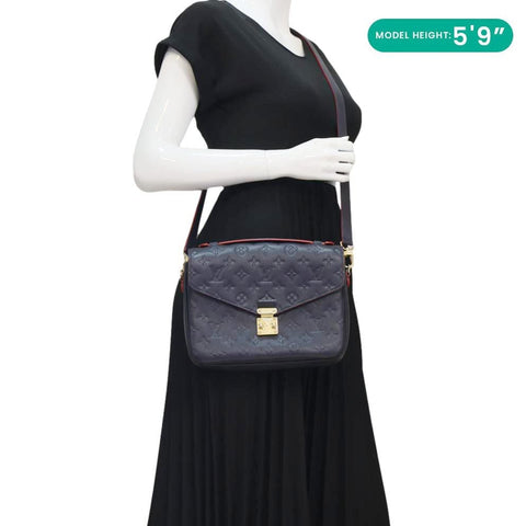 LOUIS VUITTON Metis Pochette Empreinte Leather Crossbody Bag Navy Blue