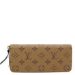 LOUIS VUITTON Clemence Reverse Monogram Canvas Zippy Wallet Brown