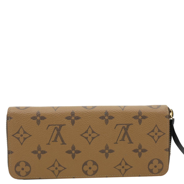 LOUIS VUITTON Clemence Reverse Monogram Canvas Zippy Wallet Brown
