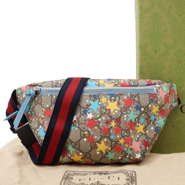 GUCCI Kids Web GG Supreme Stars Canvas Belt Bag Beige 502095