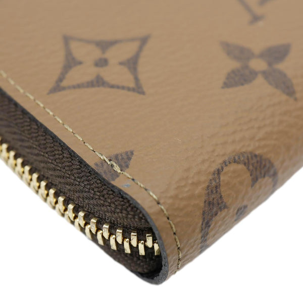 LOUIS VUITTON Clemence Reverse Monogram Canvas Zippy Wallet Brown