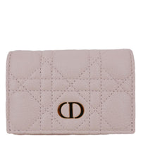 CHRISTIAN DIOR Caro Glycine Supple Cannage Calfskin Leather Wallet Pink