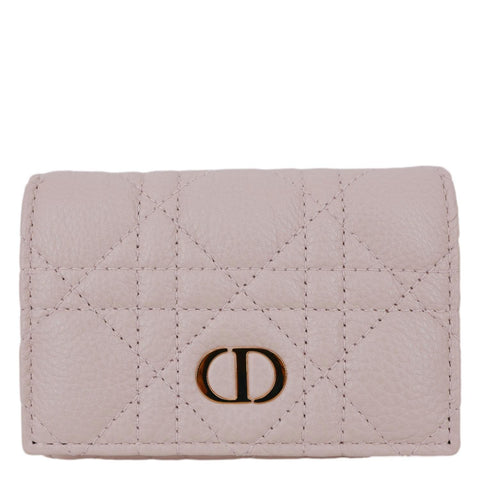 CHRISTIAN DIOR Caro Glycine Supple Cannage Calfskin Leather Wallet Pink