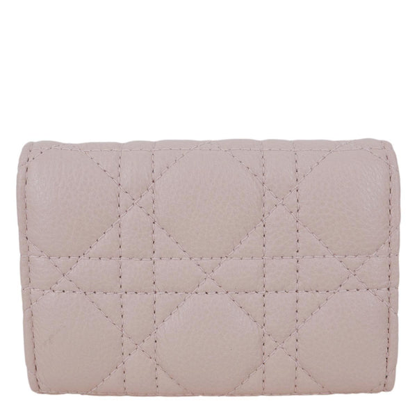 CHRISTIAN DIOR Caro Glycine Supple Cannage Calfskin Leather Wallet Pink
