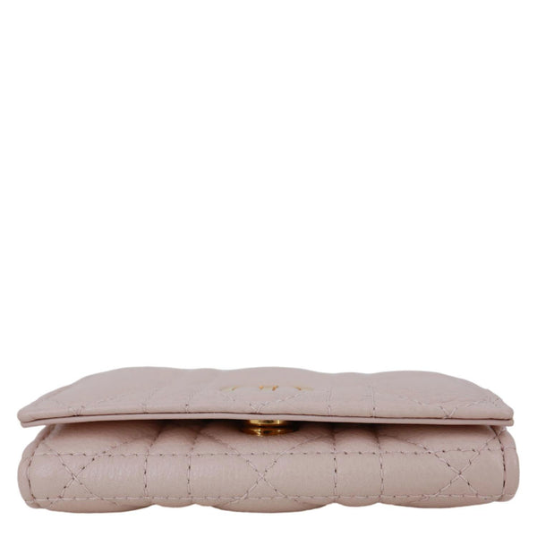 CHRISTIAN DIOR Caro Glycine Supple Cannage Calfskin Leather Wallet Pink