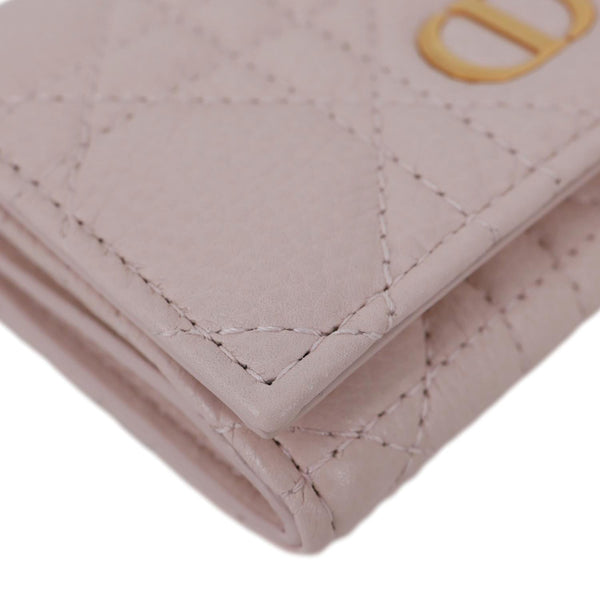 CHRISTIAN DIOR Caro Glycine Supple Cannage Calfskin Leather Wallet Pink