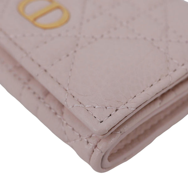 CHRISTIAN DIOR Caro Glycine Supple Cannage Calfskin Leather Wallet Pink