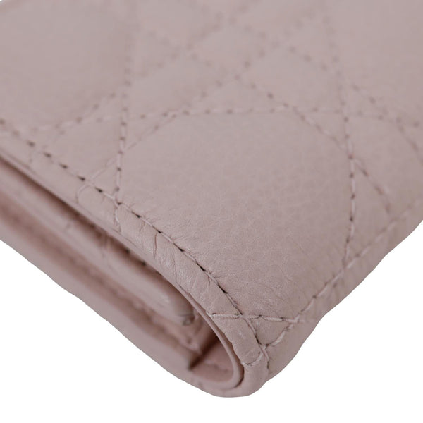 CHRISTIAN DIOR Caro Glycine Supple Cannage Calfskin Leather Wallet Pink