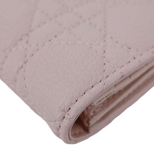 CHRISTIAN DIOR Caro Glycine Supple Cannage Calfskin Leather Wallet Pink