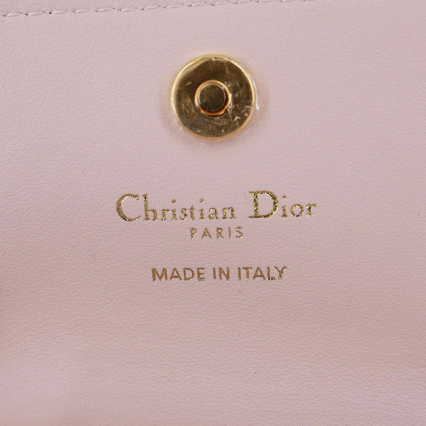 CHRISTIAN DIOR Caro Glycine Supple Cannage Calfskin Leather Wallet Pink