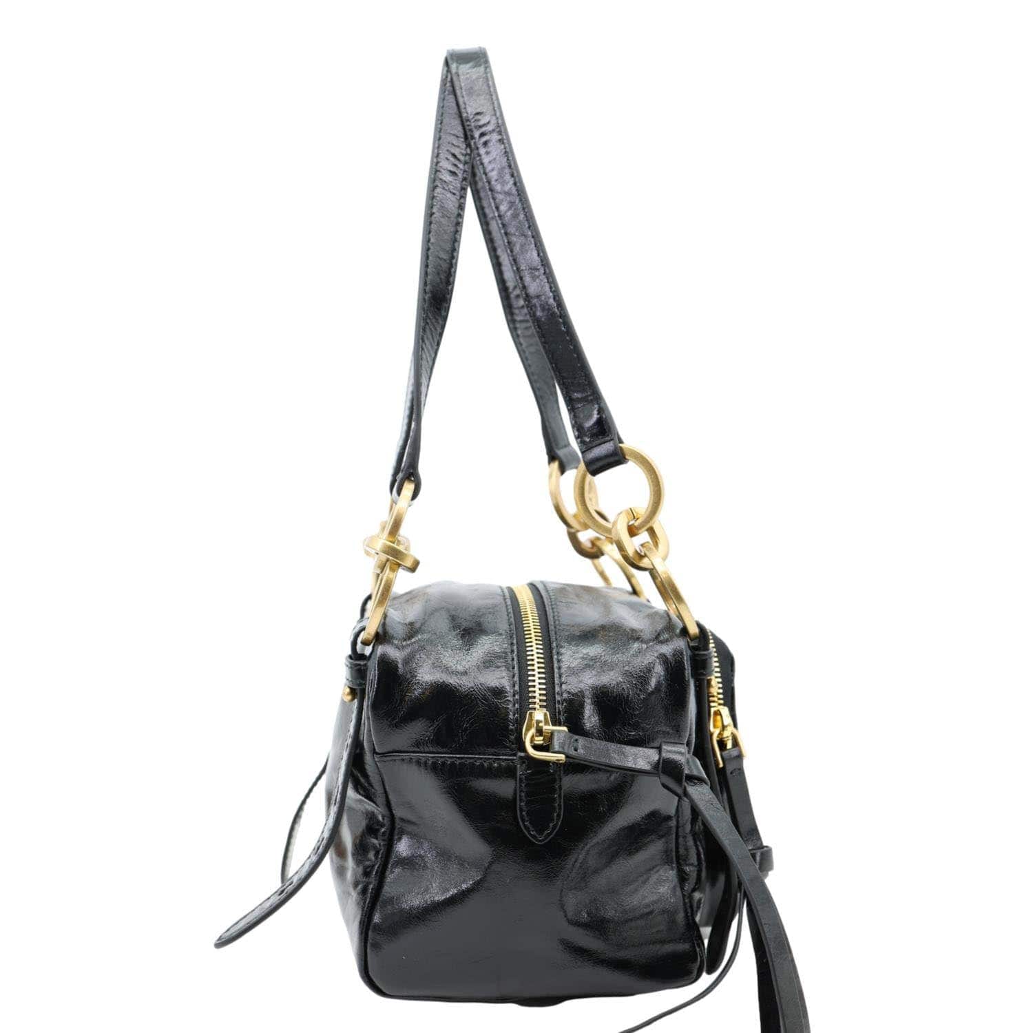 PRADA Dangle Mini Calfskin Leather Top Handle Bag Black