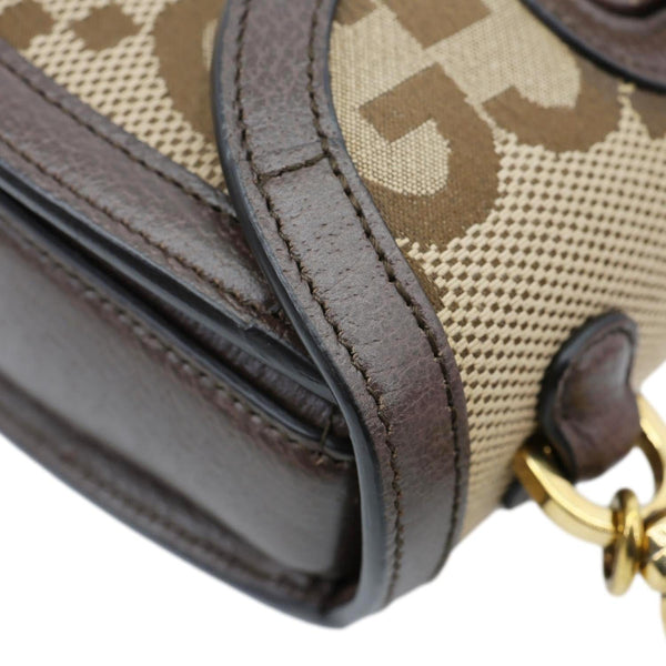 GUCCI Bamboo Small Jumbo Canvas Convertible Top Handle Bag Beige 675797