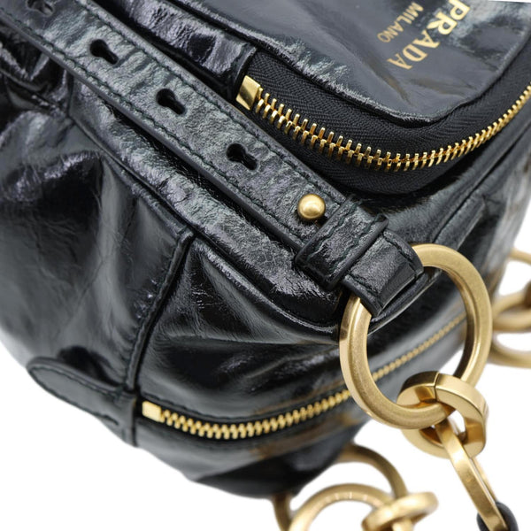PRADA Dangle Mini Calfskin Leather Top Handle Bag Black