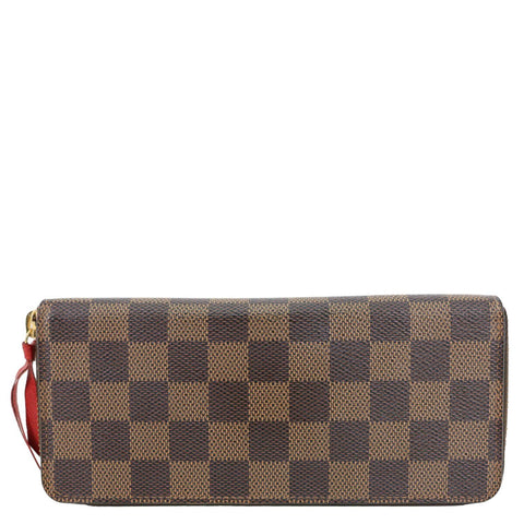 LOUIS VUITTON Clemence Damier Ebene Zippy Wallet Brown