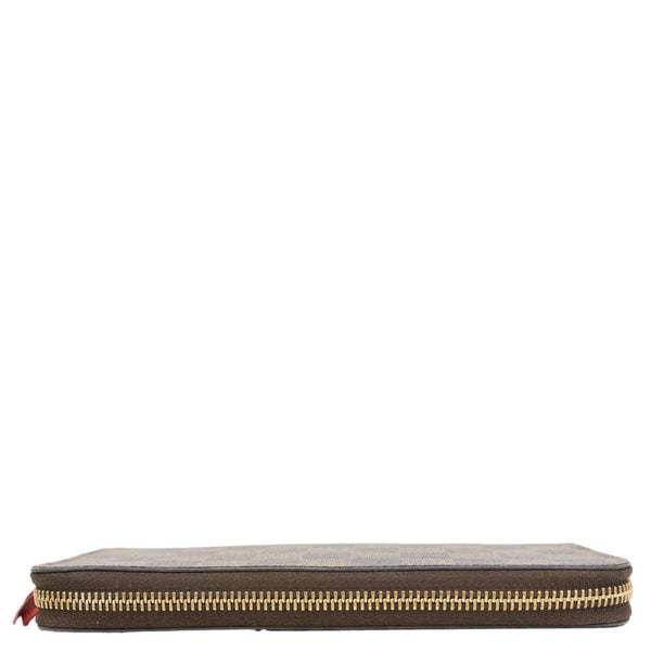 LOUIS VUITTON Clemence Damier Ebene Zippy Wallet Brown