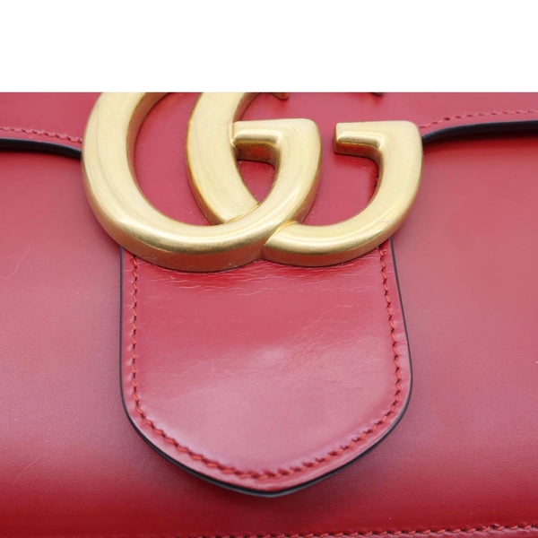 GUCCI GG Marmont Knight Medium Calfskin Leather Chain Shoulder Bag Red 431777