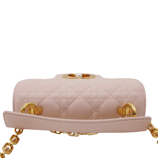 CHRISTIAN DIOR Jolie Cannage Calfskin Leather Top Handle Shoulder Bag Powder Pink