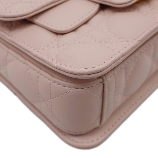 CHRISTIAN DIOR Jolie Cannage Calfskin Leather Top Handle Shoulder Bag Powder Pink