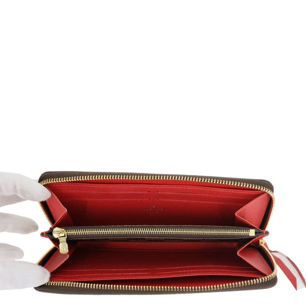 LOUIS VUITTON Clemence Damier Ebene Zippy Wallet Brown