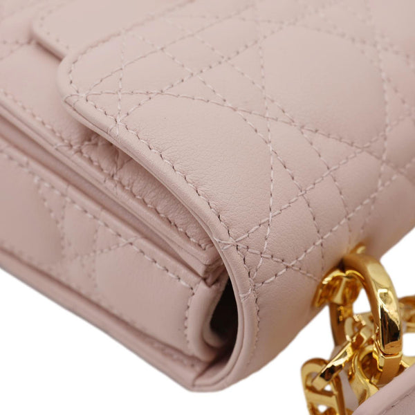 CHRISTIAN DIOR Jolie Cannage Calfskin Leather Top Handle Shoulder Bag Powder Pink