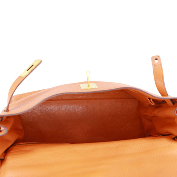 HERMES Kelly 32 Togo Leather Tote Shoulder Bag Orange