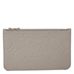LOUIS VUITTON Neverfull Pochette Giant Monogram Empreinte Leather Wristlet Beige