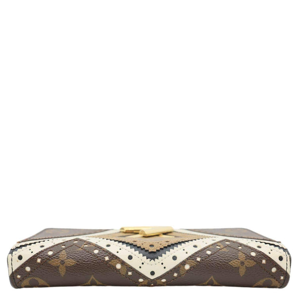 LOUIS VUITTON Twist Veau Satin Monogram Canvas Chain Wallet Brown