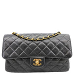 CHANEL Vintage Single Flap Quilted Leather Crossbody Bag Black