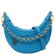 LOUIS VUITTON Loop Nanogram Embossed Leather Shoulder Bag Turquoise Blue