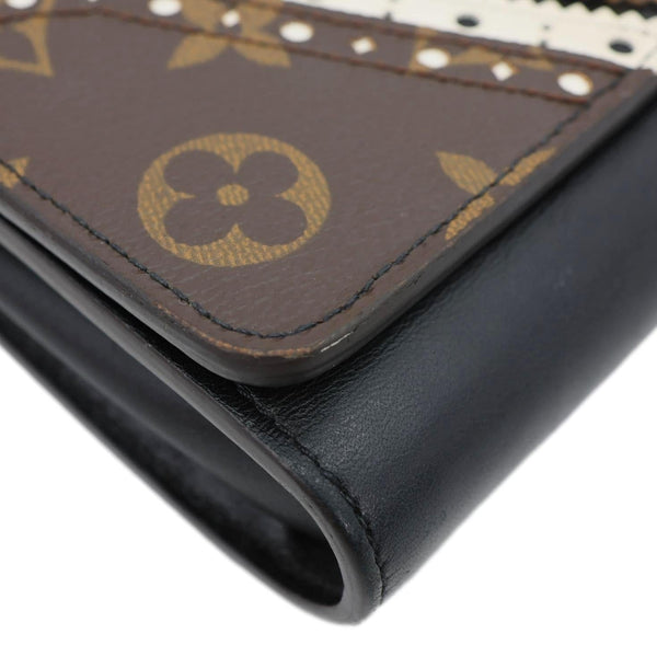 LOUIS VUITTON Twist Veau Satin Monogram Canvas Chain Wallet Brown