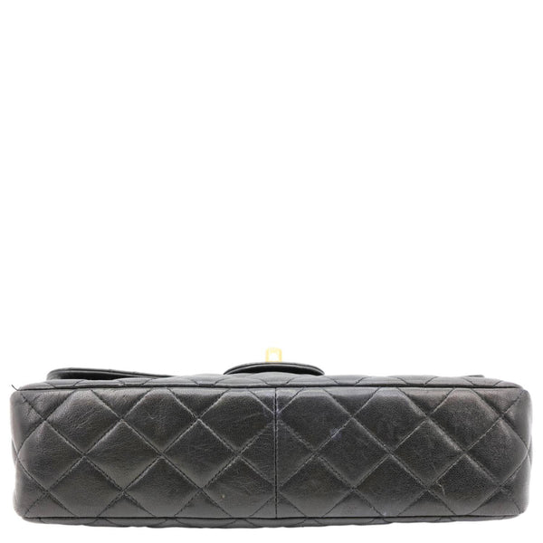 CHANEL Vintage Single Flap Quilted Leather Crossbody Bag Black