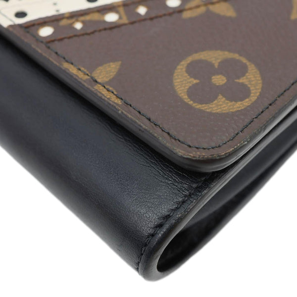 LOUIS VUITTON Twist Veau Satin Monogram Canvas Chain Wallet Brown