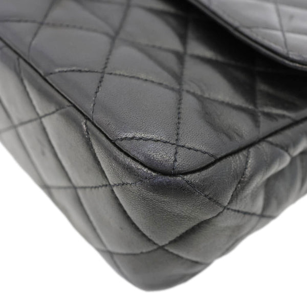 CHANEL Vintage Single Flap Quilted Leather Crossbody Bag Black