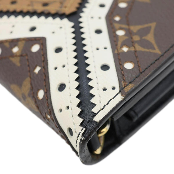 LOUIS VUITTON Twist Veau Satin Monogram Canvas Chain Wallet Brown