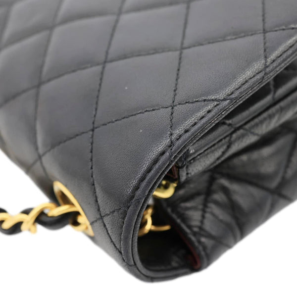 CHANEL Vintage Single Flap Quilted Leather Crossbody Bag Black