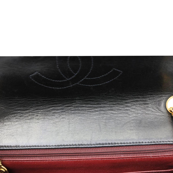 CHANEL Vintage Single Flap Quilted Leather Crossbody Bag Black