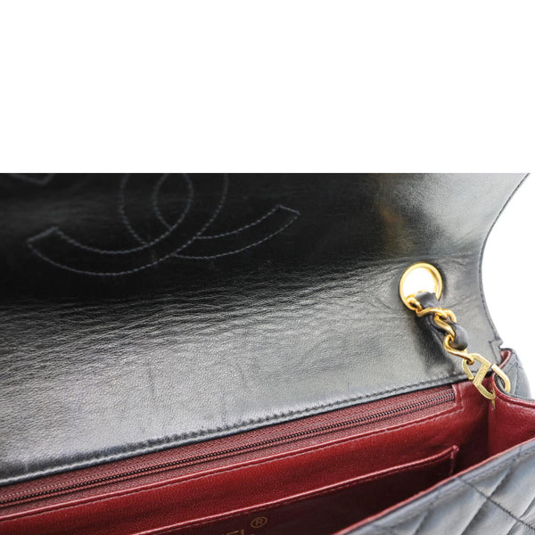 CHANEL Vintage Single Flap Quilted Leather Crossbody Bag Black