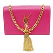 YVES SAINT LAURENT Kate Tassel Small Pebbled Leather Chain Crossbody Bag Pink
