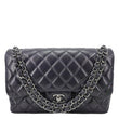 CHANEL Jumbo Classic Double Flap Quilted Lambskin Leather Shoulder Bag Navy Blue