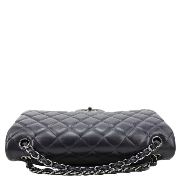 CHANEL Jumbo Classic Double Flap Quilted Lambskin Leather Shoulder Bag Navy Blue