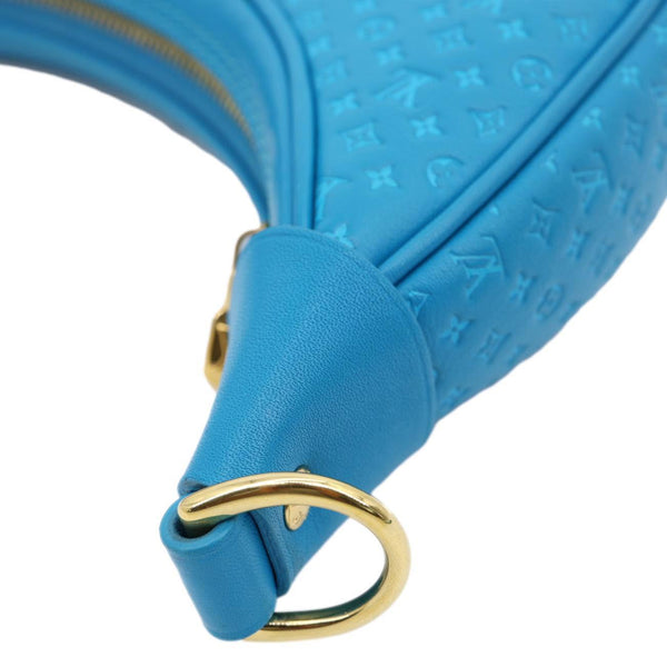LOUIS VUITTON Loop Nanogram Embossed Leather Shoulder Bag Turquoise Blue