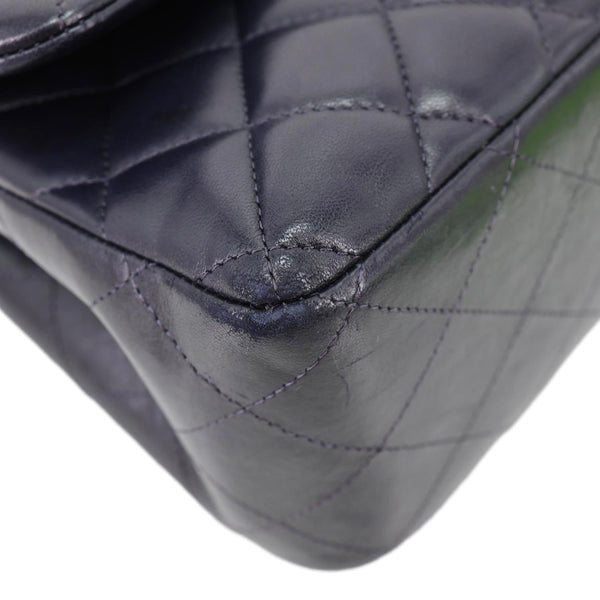 CHANEL Jumbo Classic Double Flap Quilted Lambskin Leather Shoulder Bag Navy Blue
