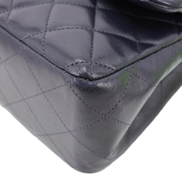 CHANEL Jumbo Classic Double Flap Quilted Lambskin Leather Shoulder Bag Navy Blue