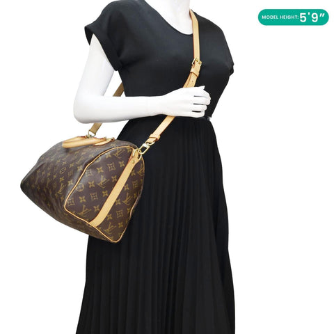 LOUIS VUITTON Speedy 30 Bandouliere Monogram Canvas Crossbody Bag Brown