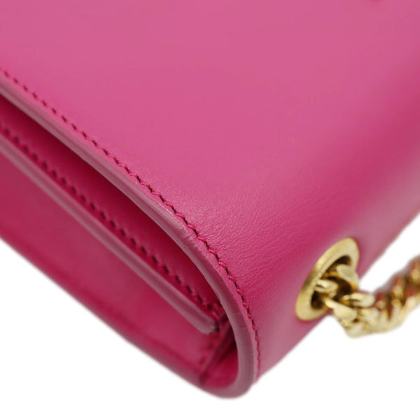 YVES SAINT LAURENT Kate Tassel Small Pebbled Leather Chain Crossbody Bag Pink