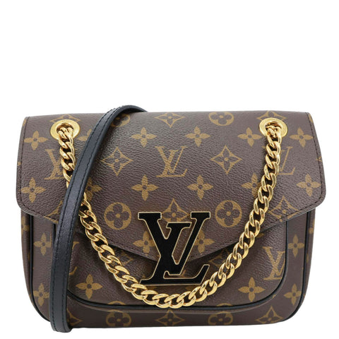 LOUIS VUITTON Passy Monogram Canvas Shoulder Bag Brown