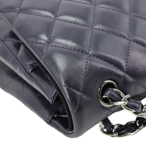 CHANEL Jumbo Classic Double Flap Quilted Lambskin Leather Shoulder Bag Navy Blue